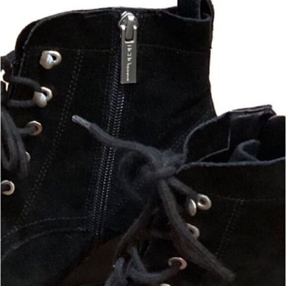 BCBGeneration Wiley Suede Lace Up Wedge Ankle Boot Bootie Black 7 - Picture 7 of 10